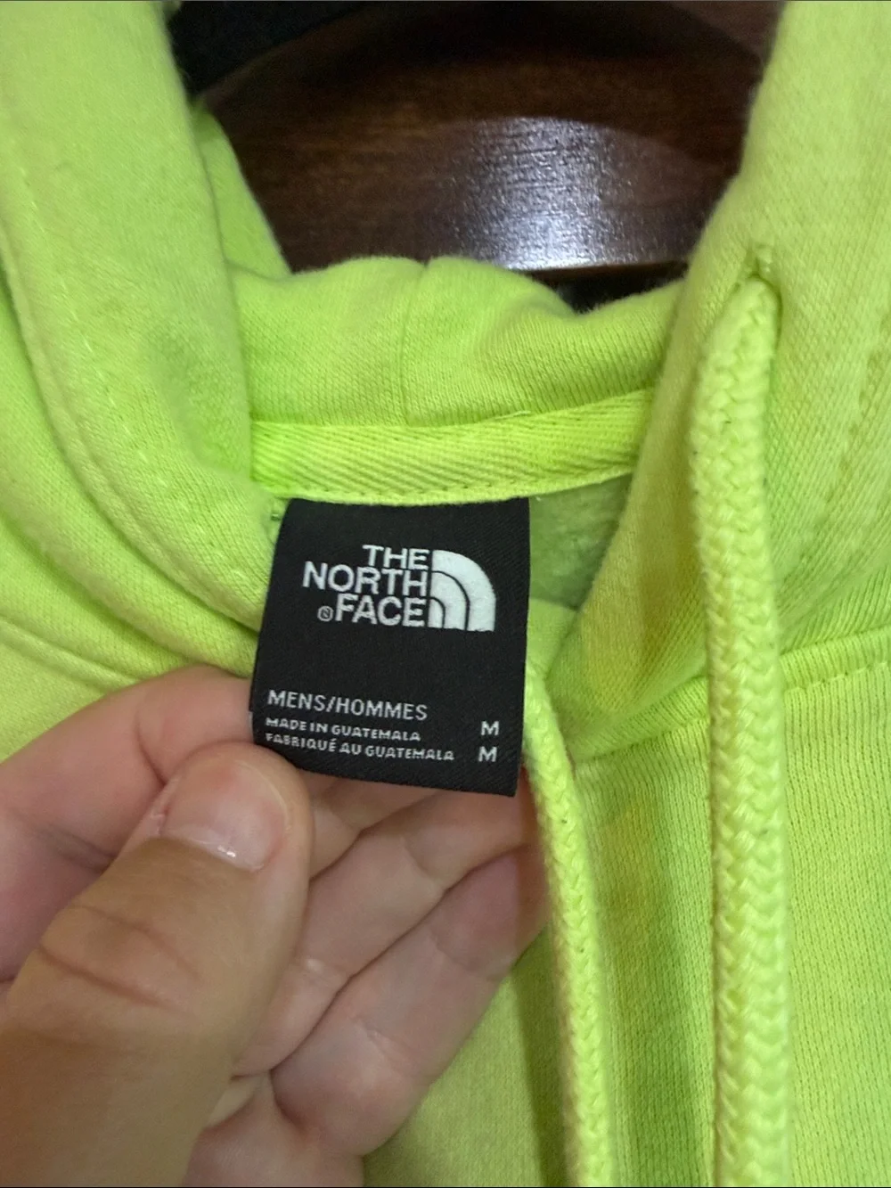 The North Face Men’s Neon Yellow Crewneck Hoodie with Camo Logo Sz med